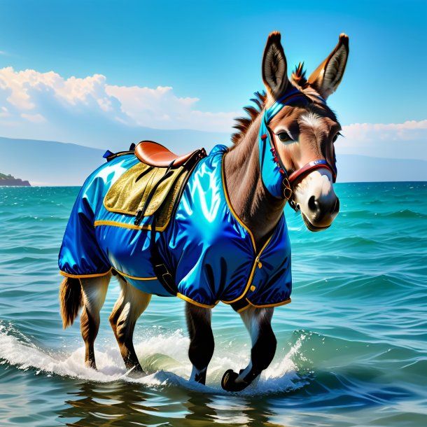 Pic of a donkey in a jacket in the sea