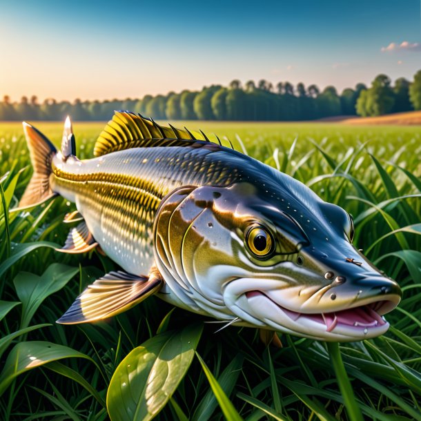 Image of a resting of a pike on the field