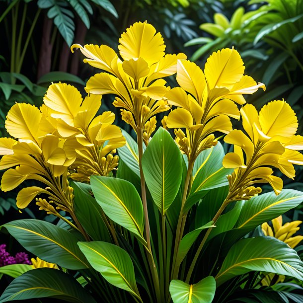 "depicting of a yellow celsia, great-flowered"