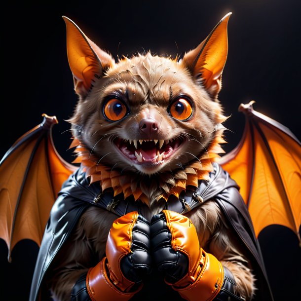 Image of a bat in a orange gloves