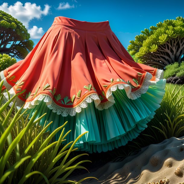 Photography of a coral skirt from grass