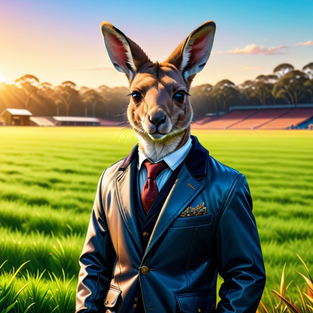 Illustration of a kangaroo in a jacket on the field