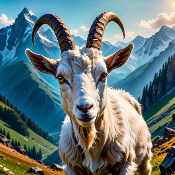 Picture of a threatening of a goat in the mountains