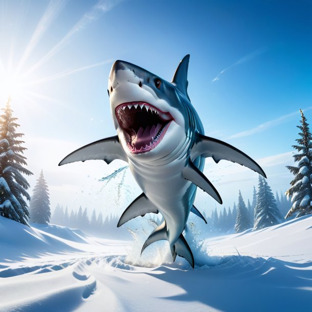 Image of a dancing of a shark in the snow