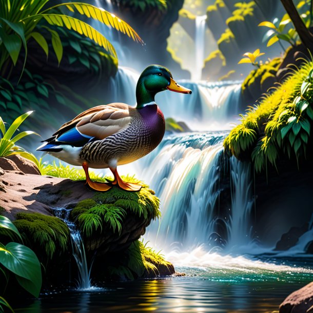 Foto de una bebida de un pato en la cascada