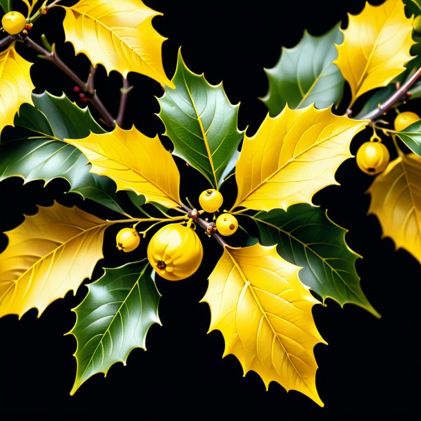 Illustration of a yellow holly