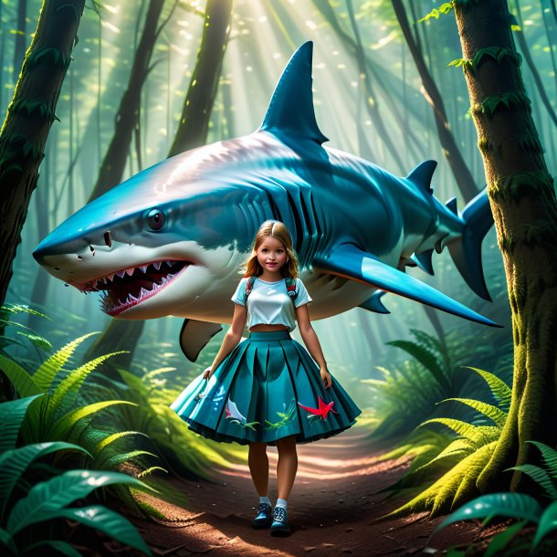 Photo of a shark in a skirt in the forest