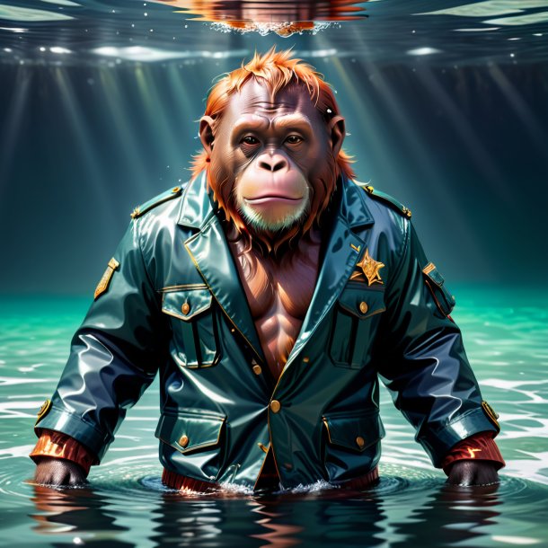 Illustration of a orangutan in a jacket in the water