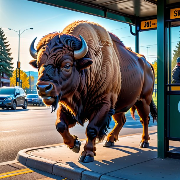 Pic d'un jeu de bison sur l'arrêt de bus