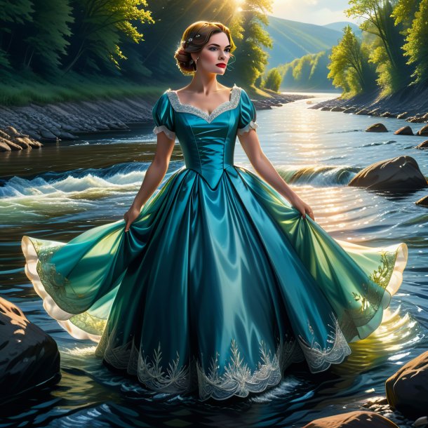 Drawing of a haddock in a dress in the river