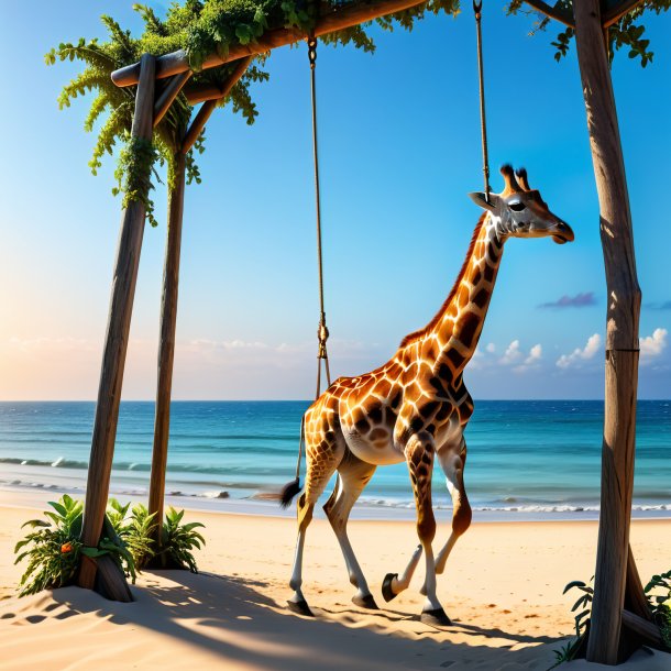 Imagem de um balanço em um balanço de uma girafa na praia