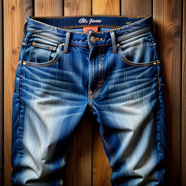 Imagen de un jeans azul de madera