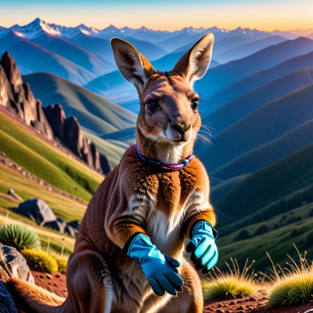 Pic d'un kangourou dans un gants dans les montagnes