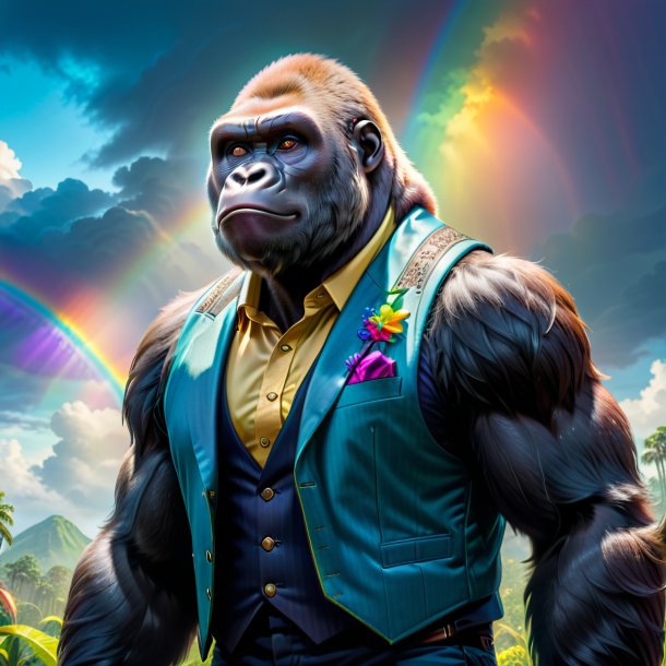 Image of a gorilla in a vest on the rainbow