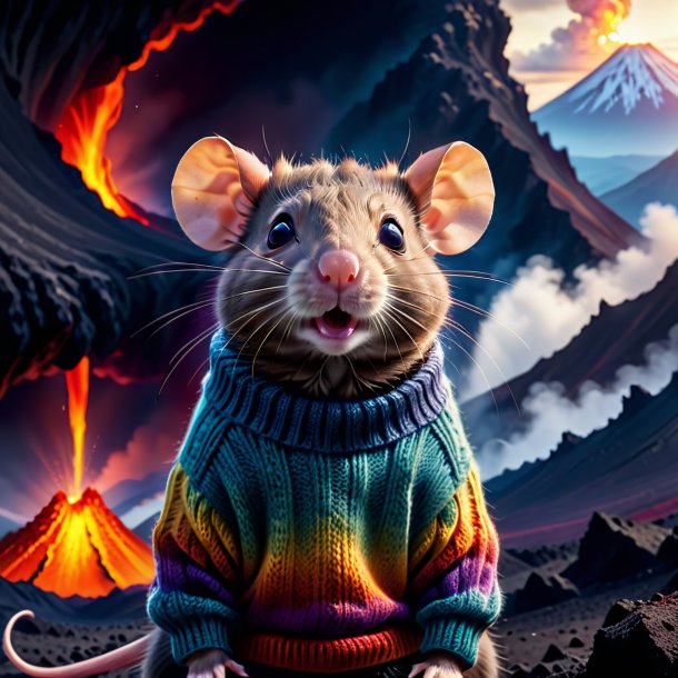 Image of a rat in a sweater in the volcano