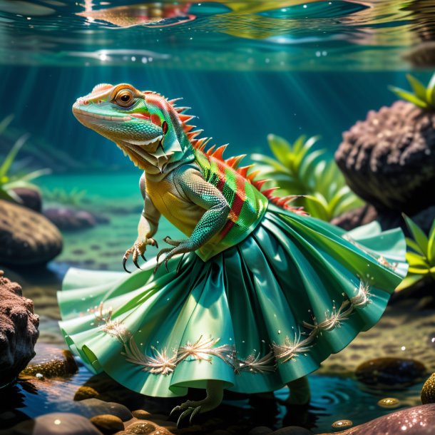 Image of a lizard in a skirt in the water