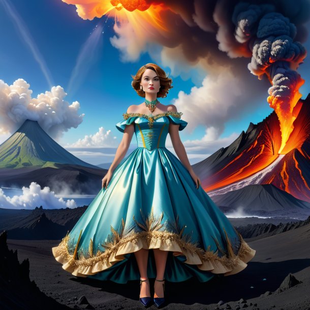 Drawing of a haddock in a dress in the volcano