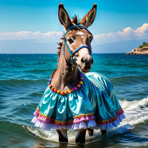 Pic of a donkey in a dress in the sea