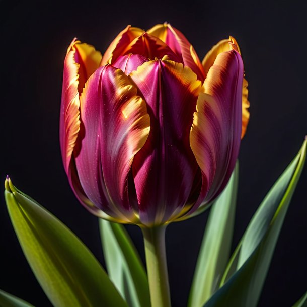 Imagery of a maroon tulip