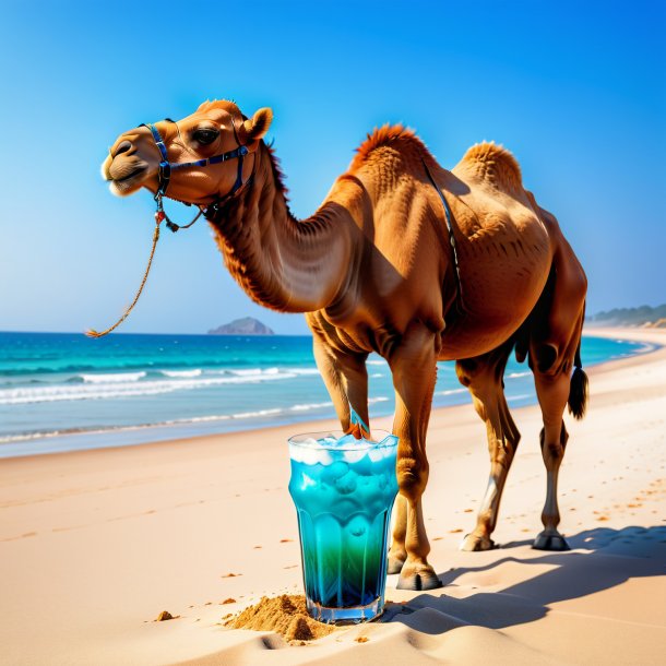 Foto de una bebida de un camello en la playa