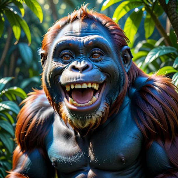 Imagen de un orangután sonriente azul