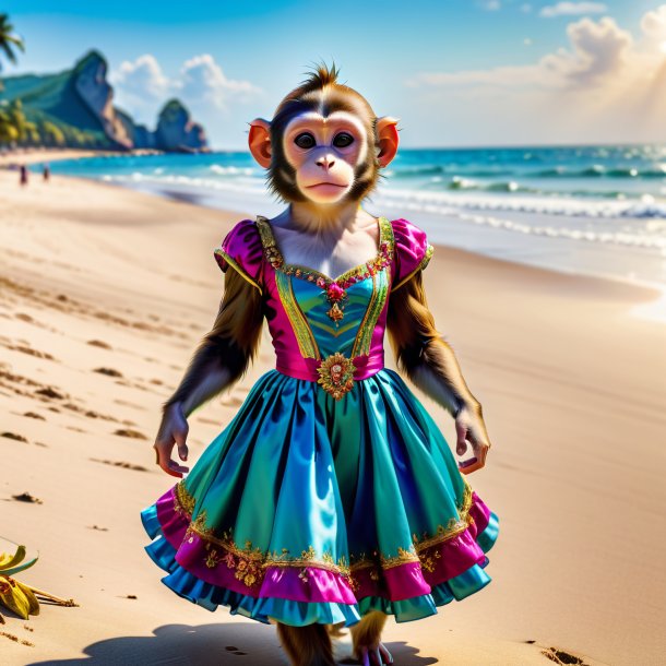 Picture of a monkey in a dress on the beach