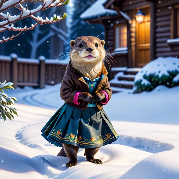 Image of a otter in a skirt in the snow