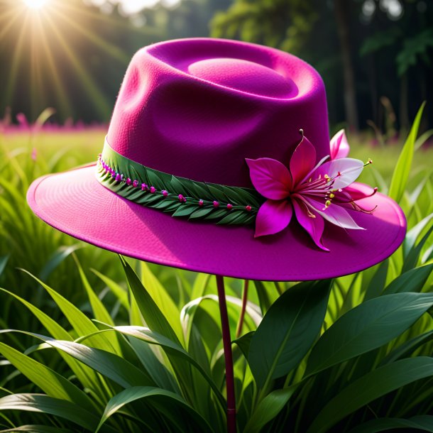 Picture of a fuchsia hat from grass