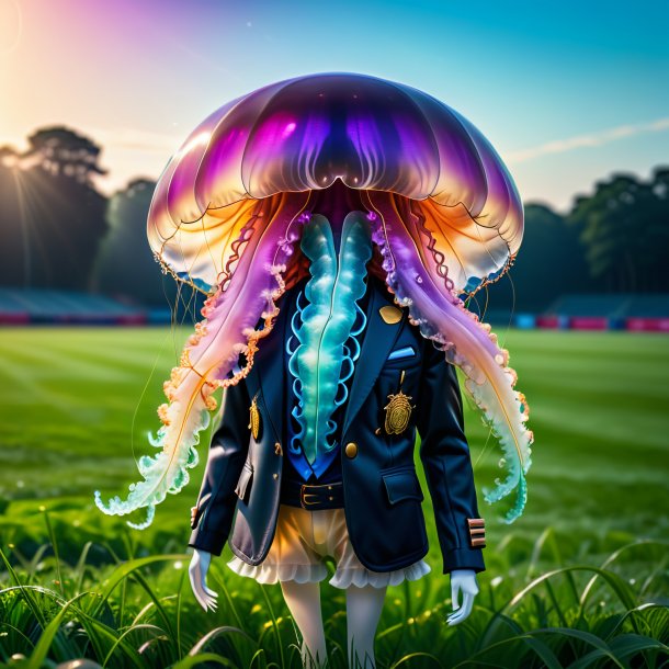 Image of a jellyfish in a jacket on the field