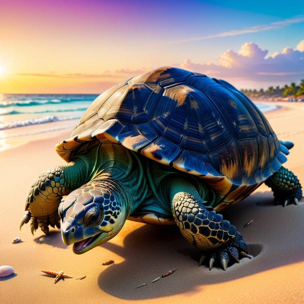 Pic d'un jeu de tortue sur la plage