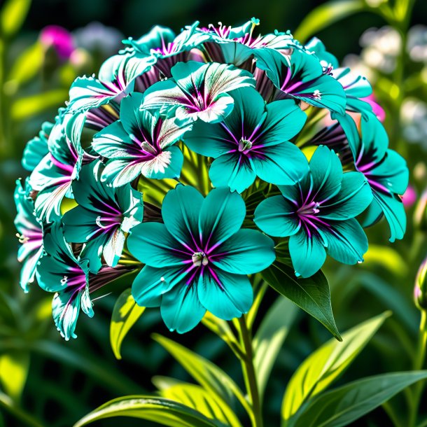 Portrayal of a teal sweet william