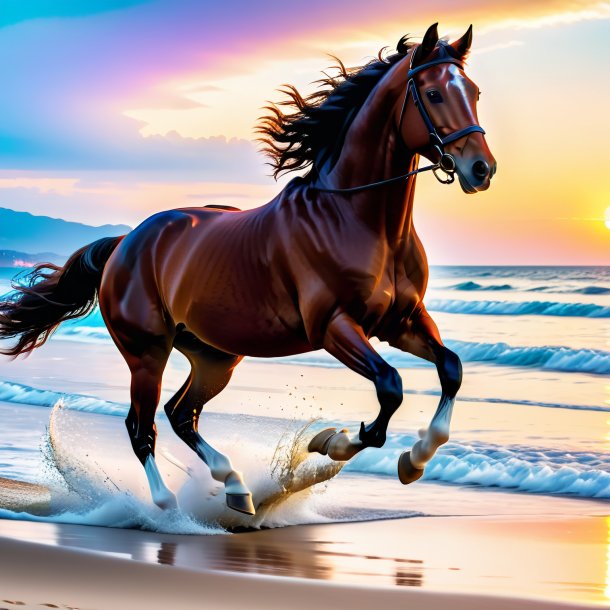 Pic of a jumping of a horse on the beach