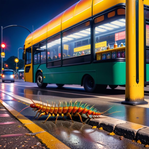 Imagem de uma bebida de uma centopeia na parada de ônibus