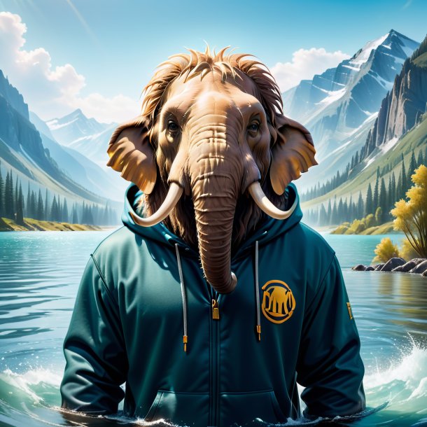 Photo of a mammoth in a hoodie in the water