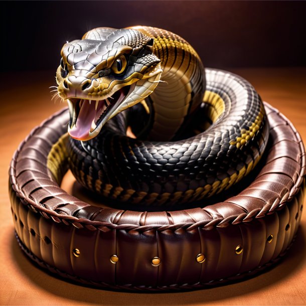 Pic of a king cobra in a brown belt