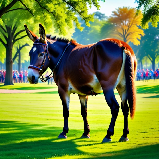 Photo of a playing of a mule in the park
