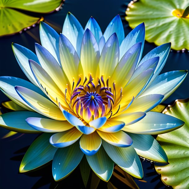 "clipart of a blue water lily, yellow"