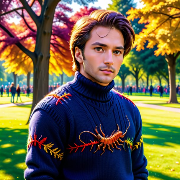 Picture of a centipede in a sweater in the park