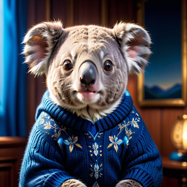 Image of a koala in a blue sweater