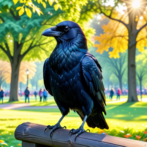 Pic of a crow in a jeans in the park