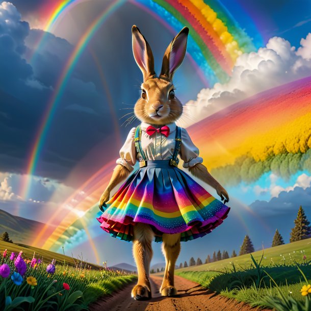 Pic of a hare in a skirt on the rainbow