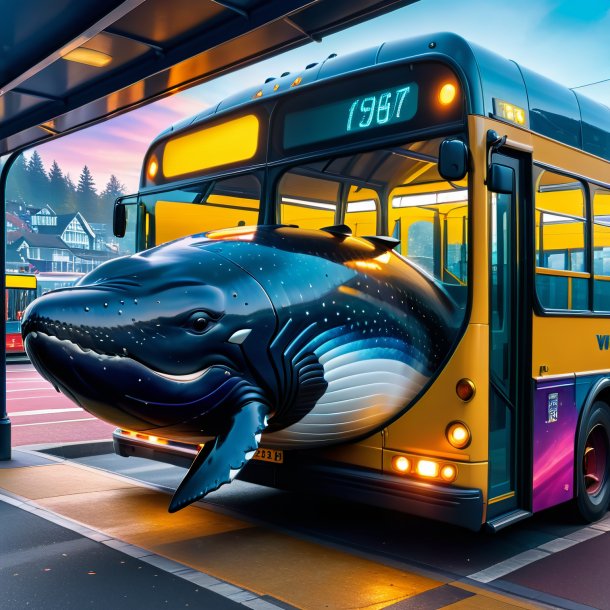 Foto de una ballena en un cinturón en la parada de autobús