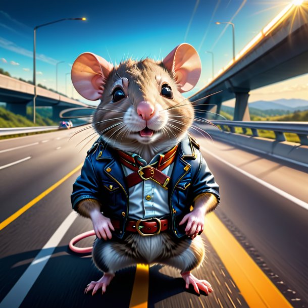 Illustration of a rat in a belt on the highway