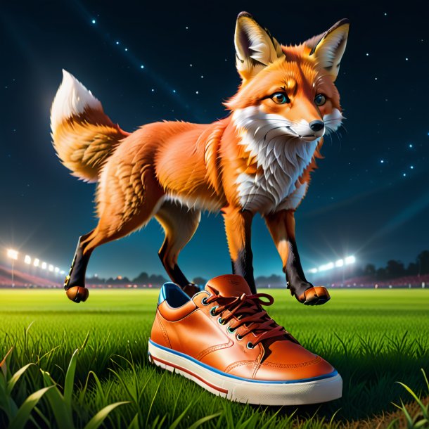 Drawing of a fox in a shoes on the field