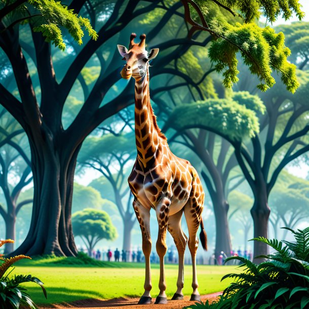 Photo of a waiting of a giraffe in the park