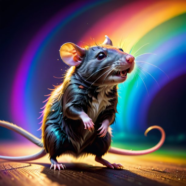 Picture of a dancing of a rat on the rainbow