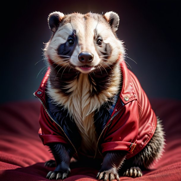 Image of a badger in a red jeans