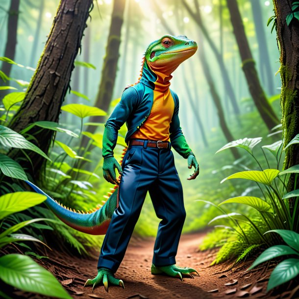 Photo of a lizard in a trousers in the forest