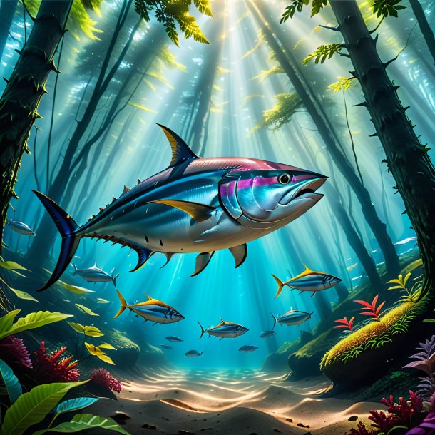 Image of a swimming of a tuna in the forest