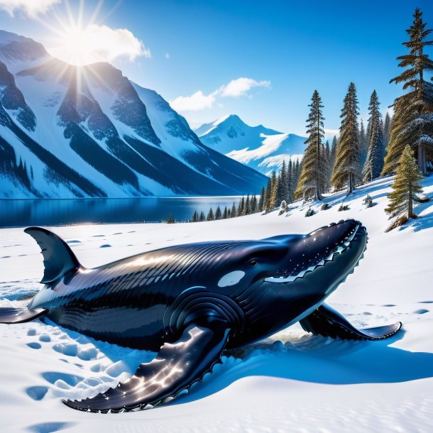 Image of a resting of a whale in the snow